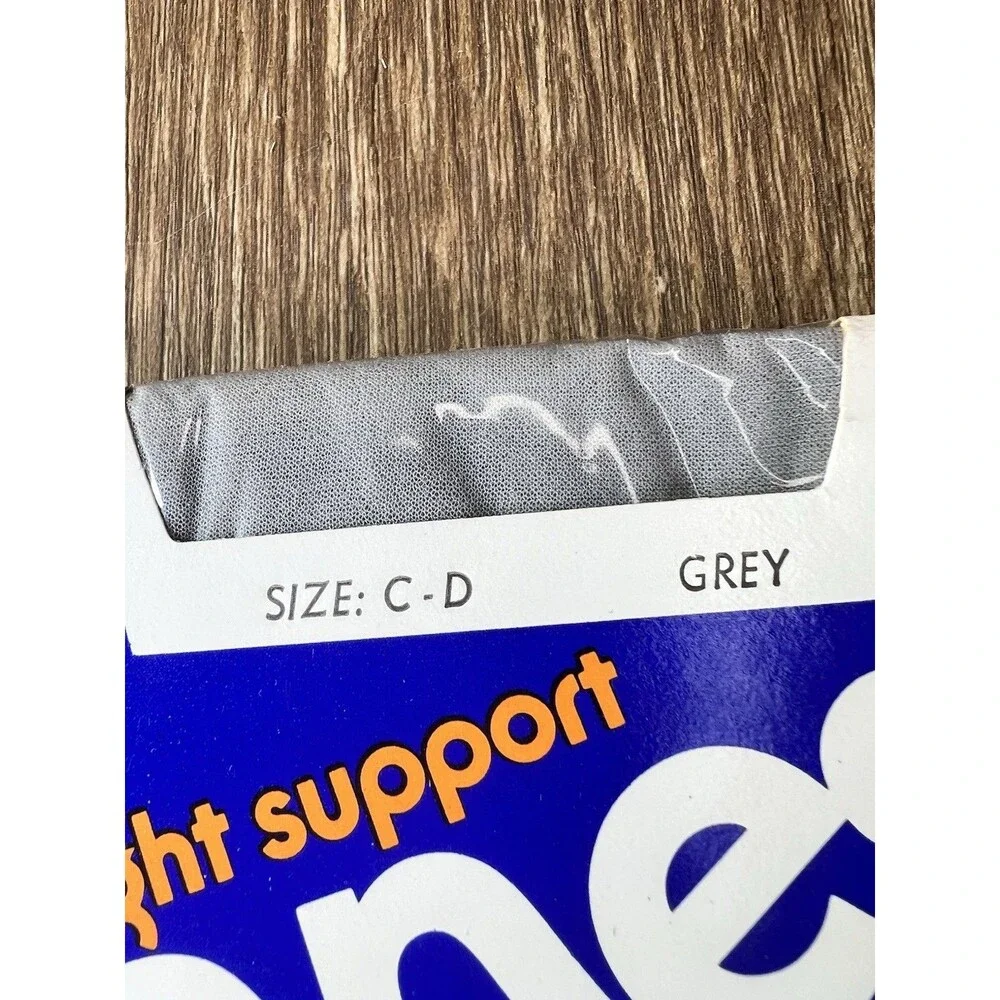 VTG Hanes Too! Light Support Pantyhose Sz C-D Grey Sandalfoot NOS
